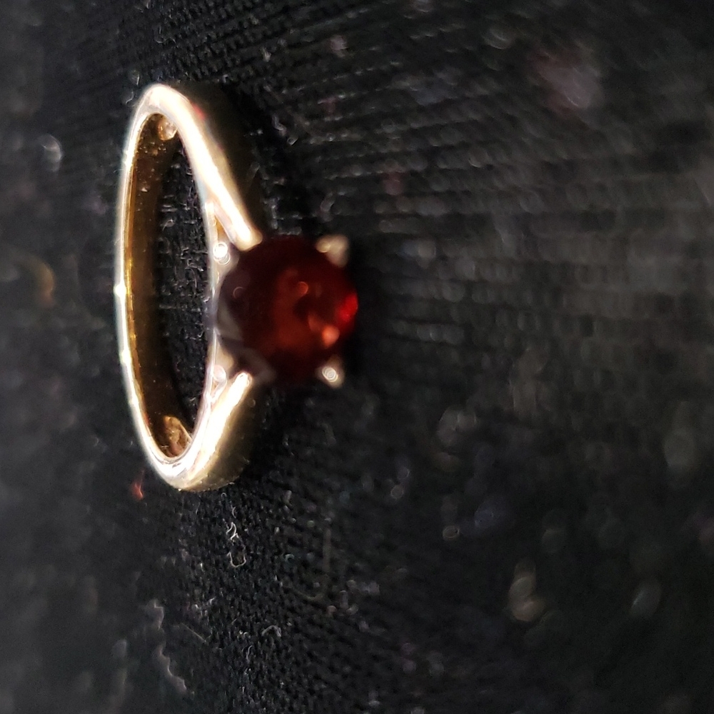 Gold Tone Overlay Ring With Round Ruby - image 2